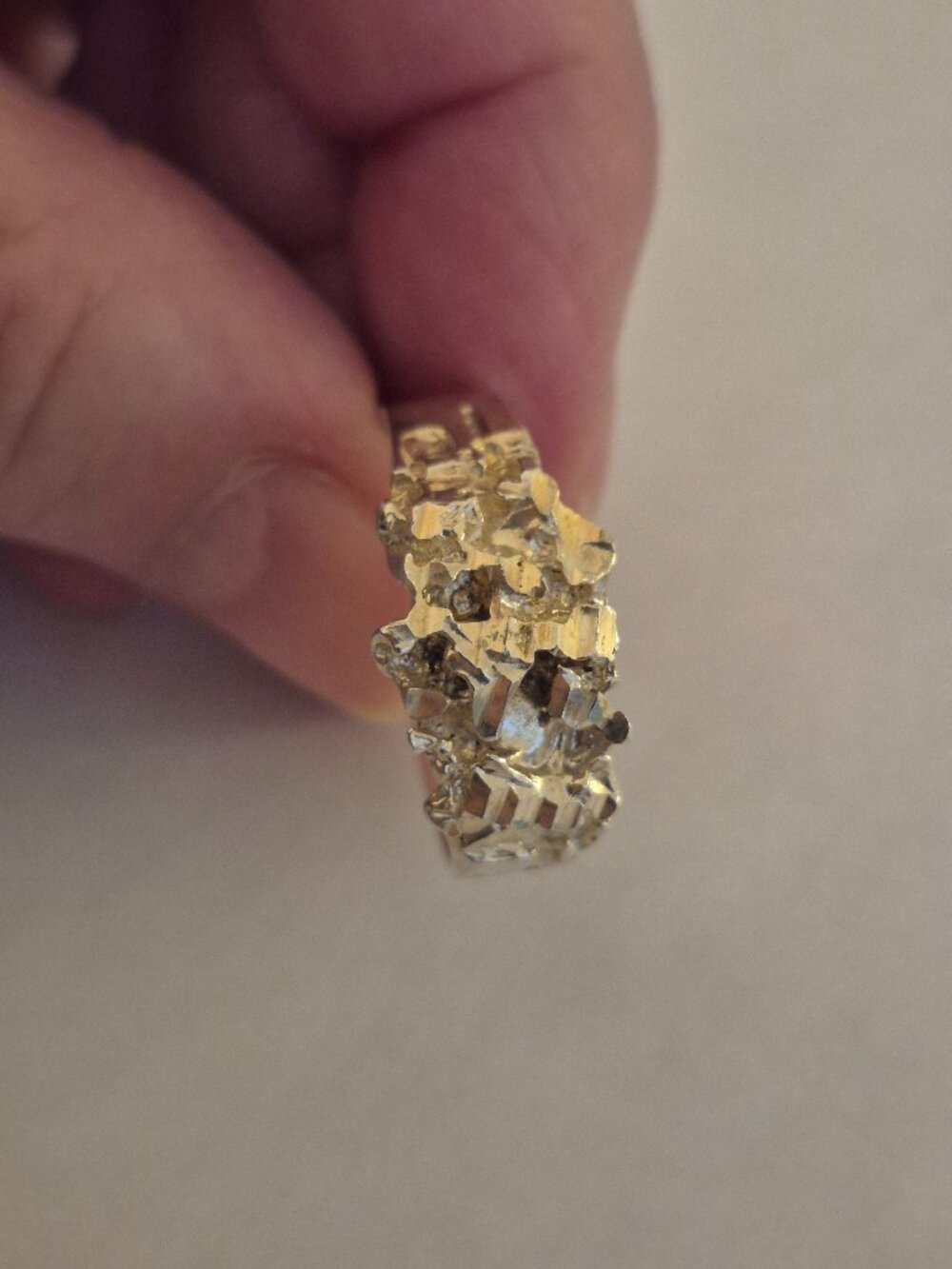Men's Solid 925 Sterling Silver Nugget Statement Ring - Size 12 (5.91g)